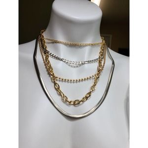 Gold & silver multi chain necklace